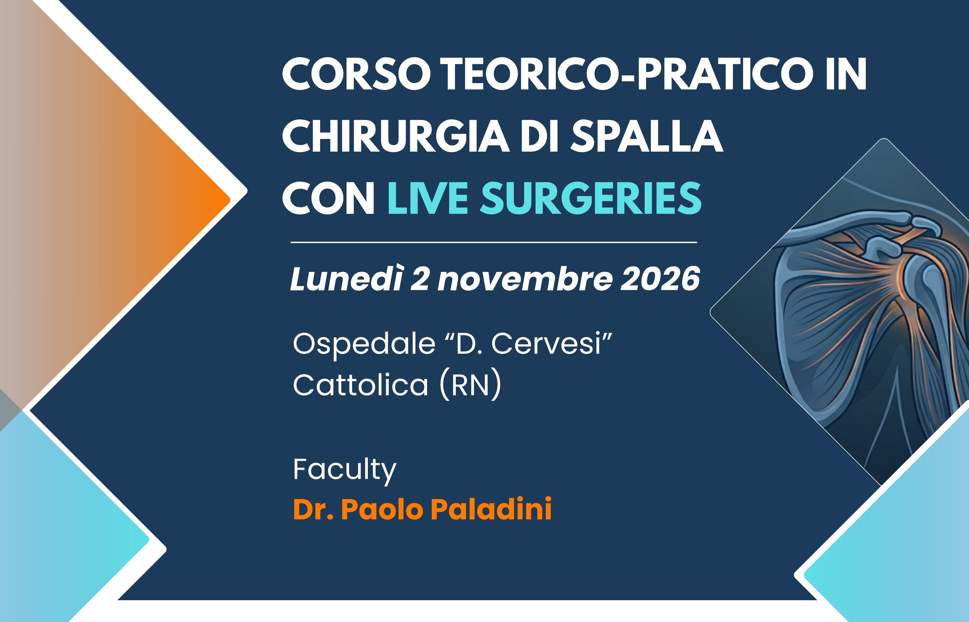 CORSO TEORICO-PRATICO IN CHIRURGIA DI SPALLA CON LIVE SURGERIES